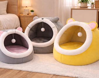 Set accogliente a forma di grotta per gatti / Cuccia a igloo in peluche per gatti e piccoli animali domestici