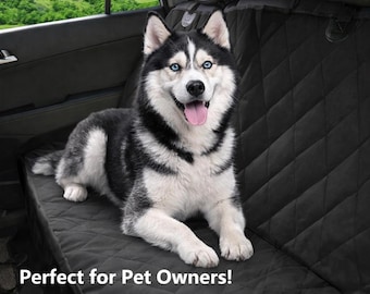 Funda impermeable para asiento de coche para perros con solapas laterales y protección completa.