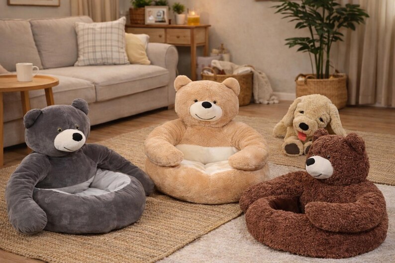 Comodo divanetto a forma di orsacchiotto per gatti e cani di piccola taglia. immagine 3