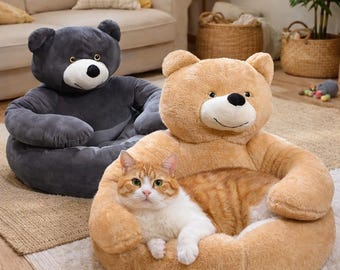 Mysig nallebjörnsbädd för katter och små hundar