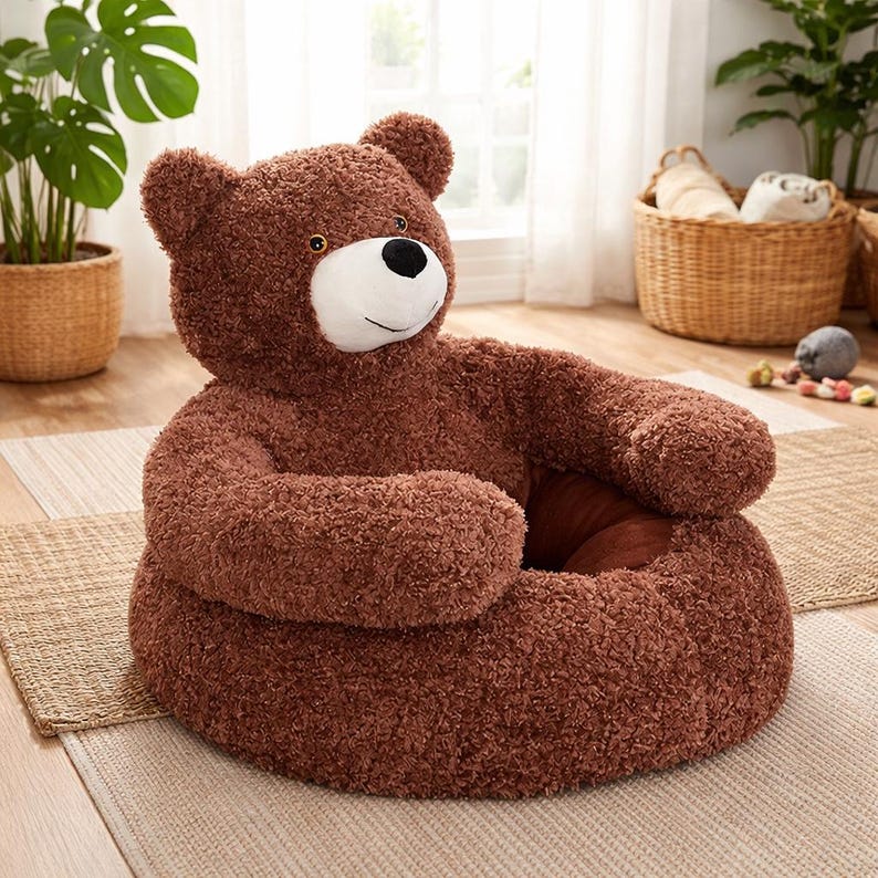 Comodo divanetto a forma di orsacchiotto per gatti e cani di piccola taglia. Brown