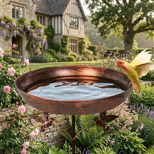 Vintage Messing Kolibri Vogel Badewanne, Garten Dekor, Wildlife Habitat