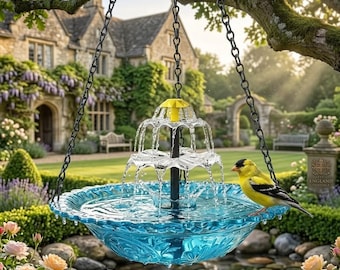 Zasilana energią słoneczną wisząca fontanna dla ptaków, wyposażona w fontannę zasilaną energią słoneczną, jest idealną ozdobą ogrodów, tarasów i podwórek.