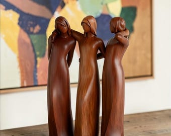 Sister Statues Figurines, Resin Angel Statue, Statue, Wood Brown, Women Statues, Abstract Statues, Home Decor Statues