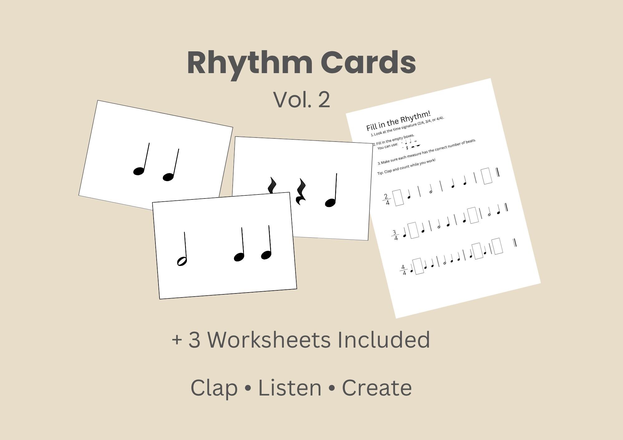 Rhythm Cards for Beginners Vol.2 | Note Values Practice | Music Rhythm ...