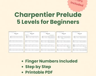 Preludio di Charpentier - Spartito per pianoforte facile | Pianoforte per principianti in PDF | Numeri delle dita inclusi | Download stampabile