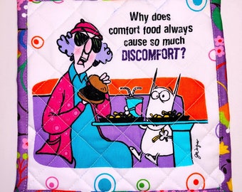 MAXINE Caracter Quilted HOT PADS for sale mug rugs, hot pads, Gifts teachers, co-workers, friends, anyone who Loves Maxine cartoons.