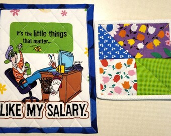 MAXINE Caracter Quilted HOT Pad and COASTER for sale 1 mug rug, 1 hot pad, Gifts teachers, co-workers, friends, who Loves Maxine cartoons.