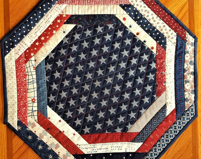 QUILTED PATRIOTIC Home Decor' Octagon Table Runner, Candle Mat, Table ...