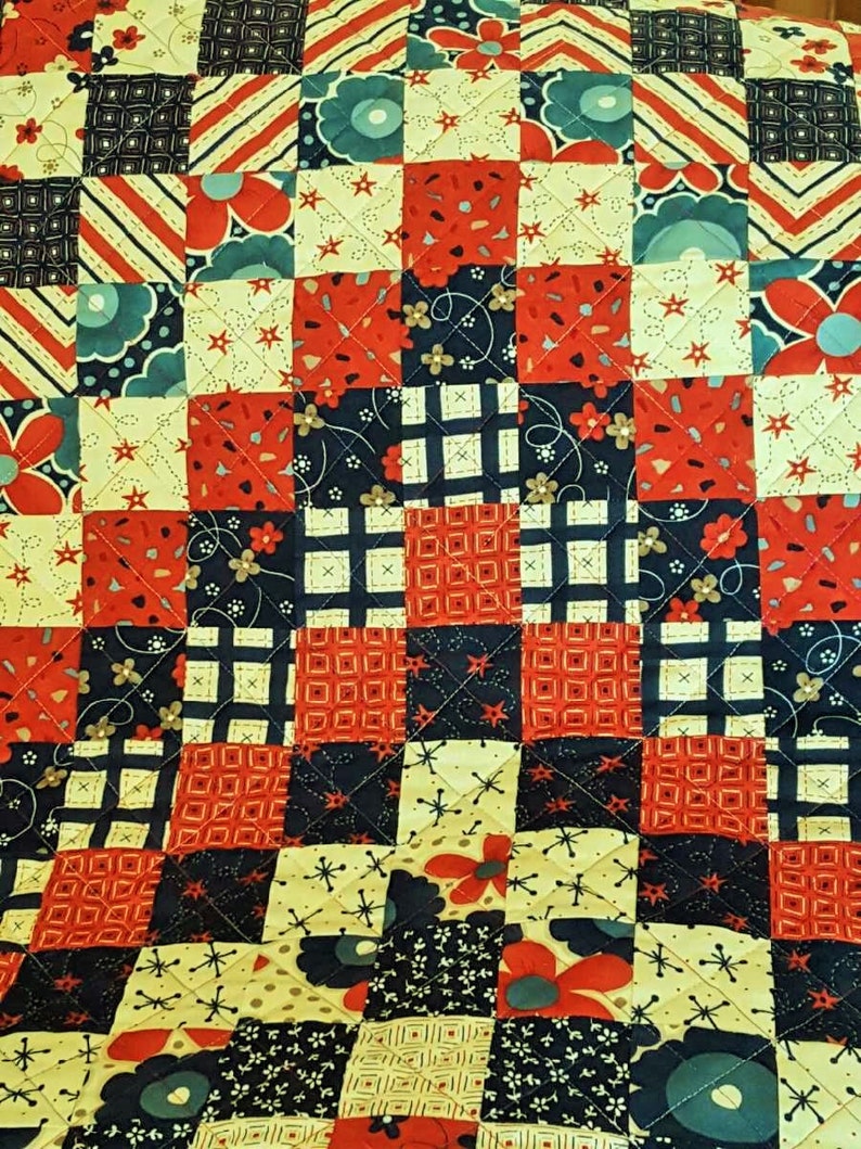 QUILTED PATRIOTIC Red White Blue for sale XLong table runner 4th of July, Memorial Day, Veteran's Day, Flag Day, bed runner Veteran's gift image 5
