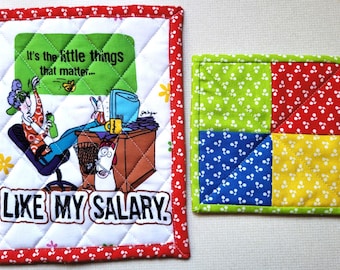 MAXINE Caracter Quilted HOT Pad and COASTER for sale mug rugs, hot pads, Gifts teachers, co-workers, friends, who Loves Maxine cartoons.