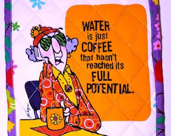 Maxine Cartoon Quilted Hot Pad: Funny Coffee Mug Rug