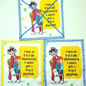 Maxine Cartoon Character Quilted Hot Pad, Funny Mug Rug
