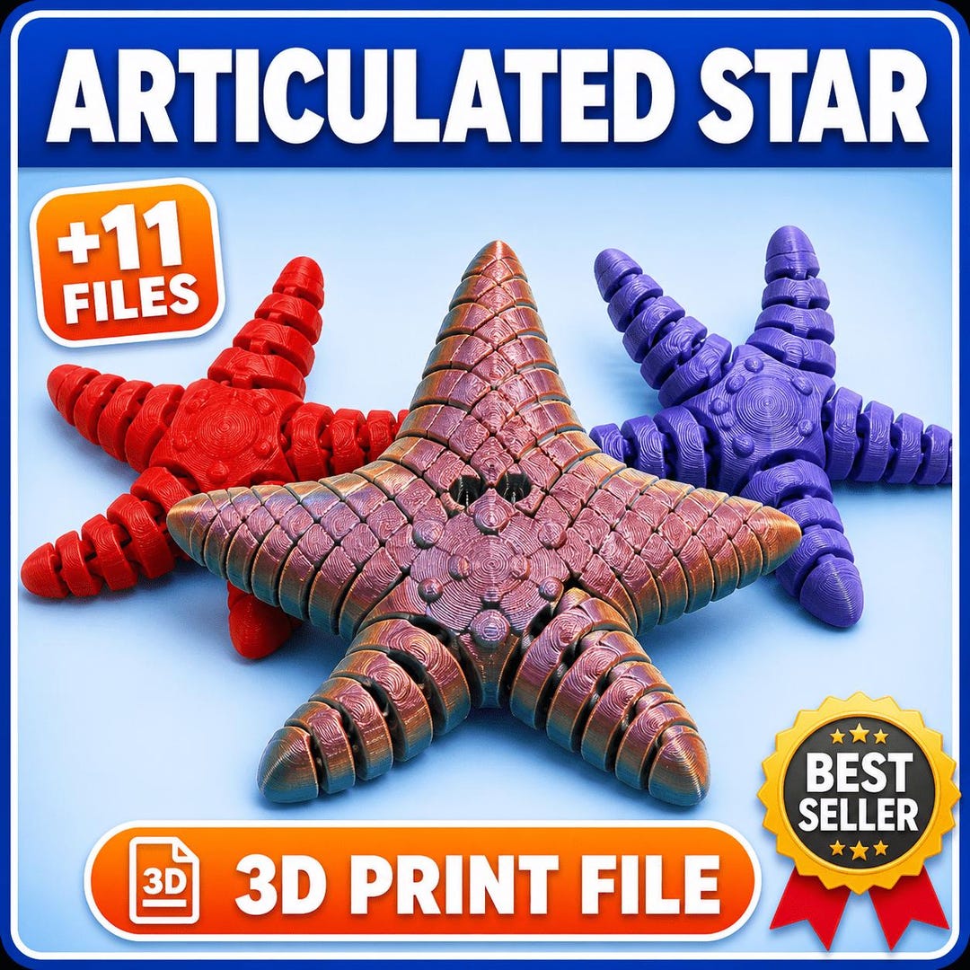 Articulated Starfish STL File – Flexible Ocean Fidget Toy, 3D