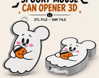 Spooky Mouse Ghost Can Opener STL 3MF | Halloween Soda Tab Opener | Cute 3D Print File |Nail Saver | DigitalDownload Spooky Drink Tab Opener