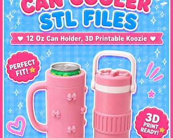 Can Cooler STL File, 12oz Bow Drink Sleeve, Retro Can Holder, Mini Cooler STL, 3D Printable Beverage Holder, Digital Download
