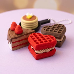 Söt dessertklickarpaket STL 3MF | Fidgetklickarfiler för kakor och våfflor | Kawaii-mat 3D-utskriftsleksakspaket | 10+ designer bild 3