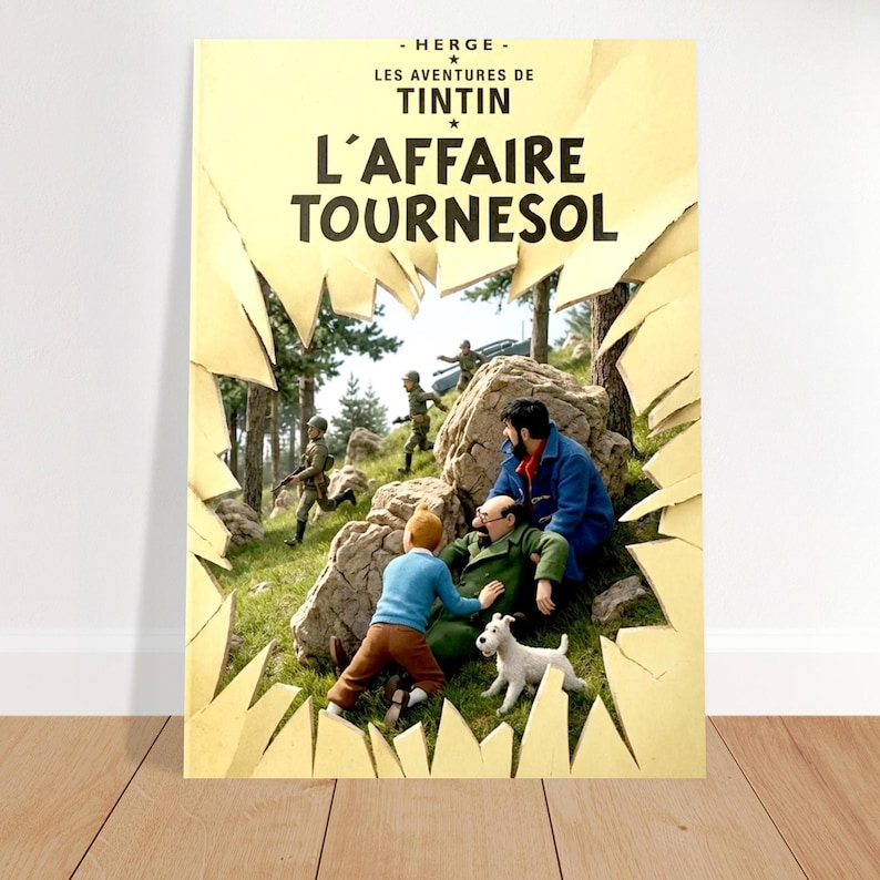 Vintage poster "Tintin - De Wiskundeaffaire" 1950 afbeelding 1