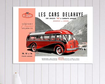 Vintage poster "Les Cars Delahaye" 1950