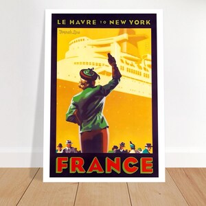 Affiche Vintage LE FRANCE Paquebot – Poster HQ 50x75cm (reproduction Neuve)