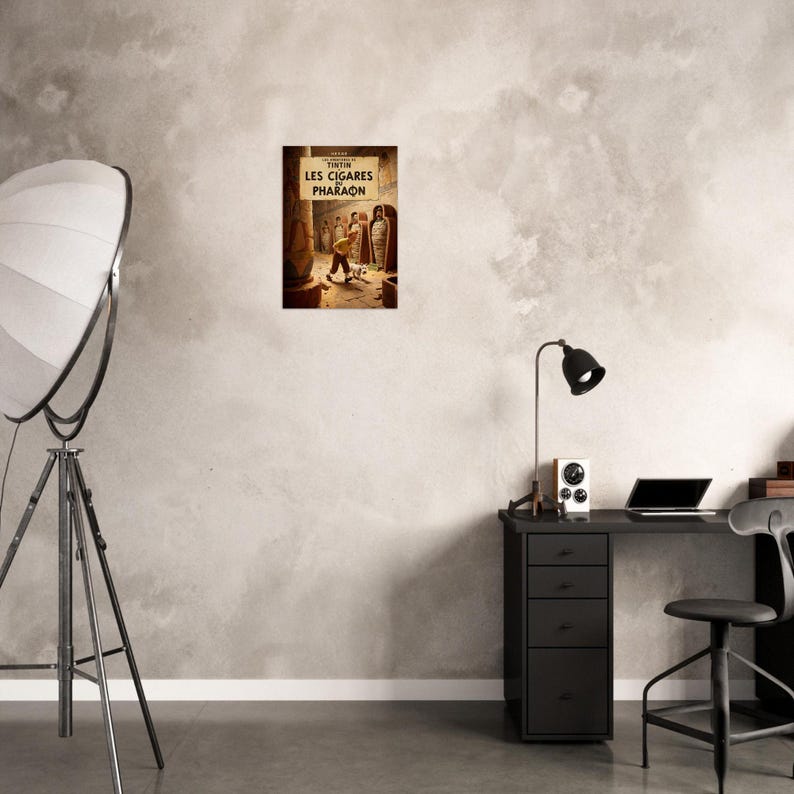 Póster antiguo "Tintín - Los cigarros del faraón" 1950 imagen 5