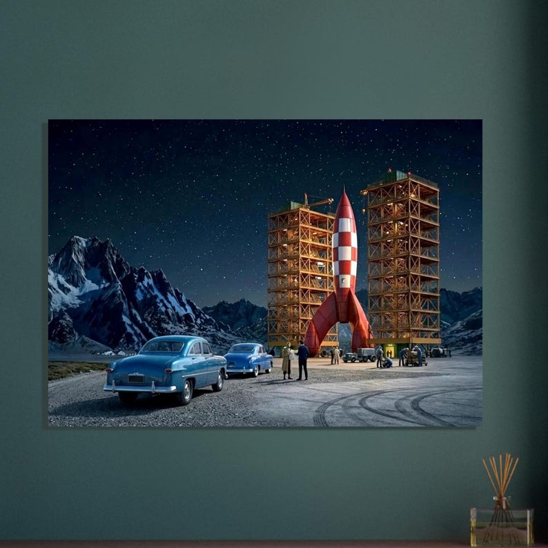 Poster vintage "Le avventure di Tintin" del 1950 immagine 11