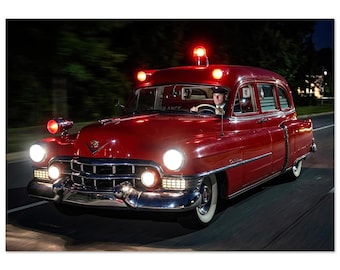 Vintage poster "Cadillac Superior Ambulance" 1951