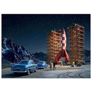 Poster vintage "Le avventure di Tintin" del 1950 13x18 cm / 5x7″