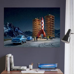 Poster vintage "Le avventure di Tintin" del 1950 immagine 10