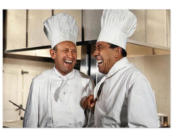 "La Cuisine au Beurre" Poster | Illustration from the film starring Fernandel and Bourvil | Wooden Frame Included | Exclusive