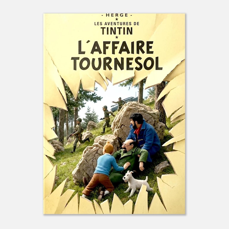 Vintage poster "Tintin - De Wiskundeaffaire" 1950 afbeelding 3