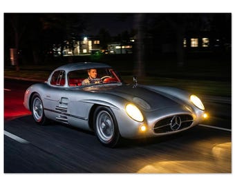 Vintage poster "Mercedes-Benz 300 SLR Uhlenhaut Coupé" 1955