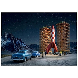 Poster vintage "Le avventure di Tintin" del 1950 A2 (42 x 59.4  cm)