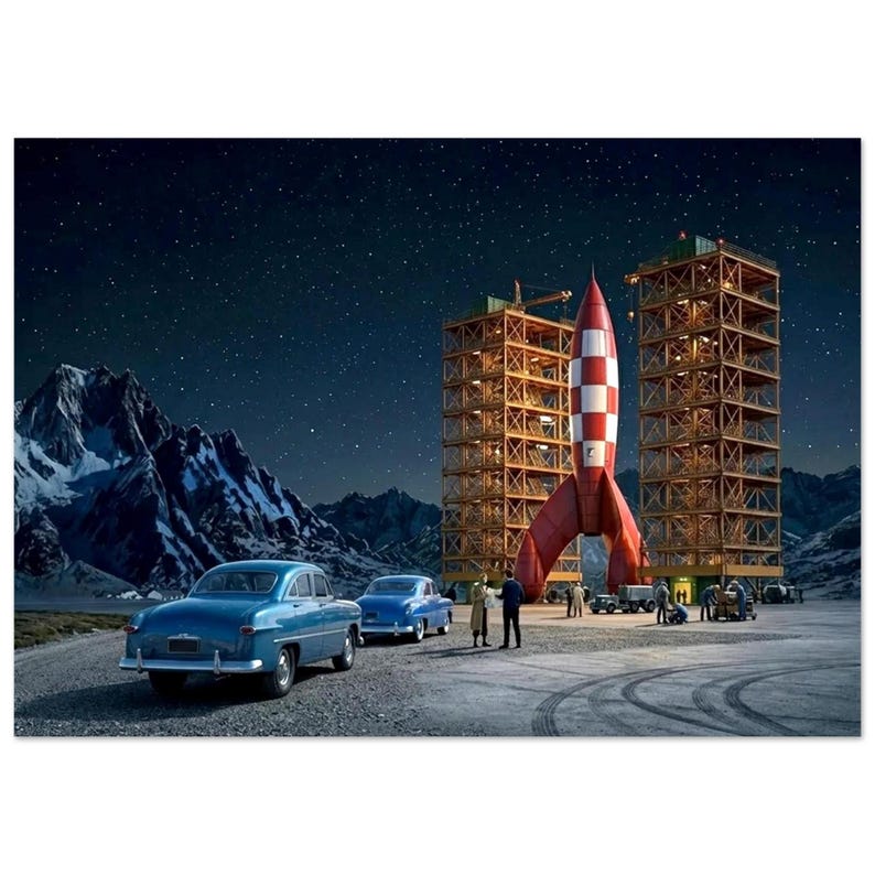 Poster vintage "Le avventure di Tintin" del 1950 A2 (42 x 59.4  cm)