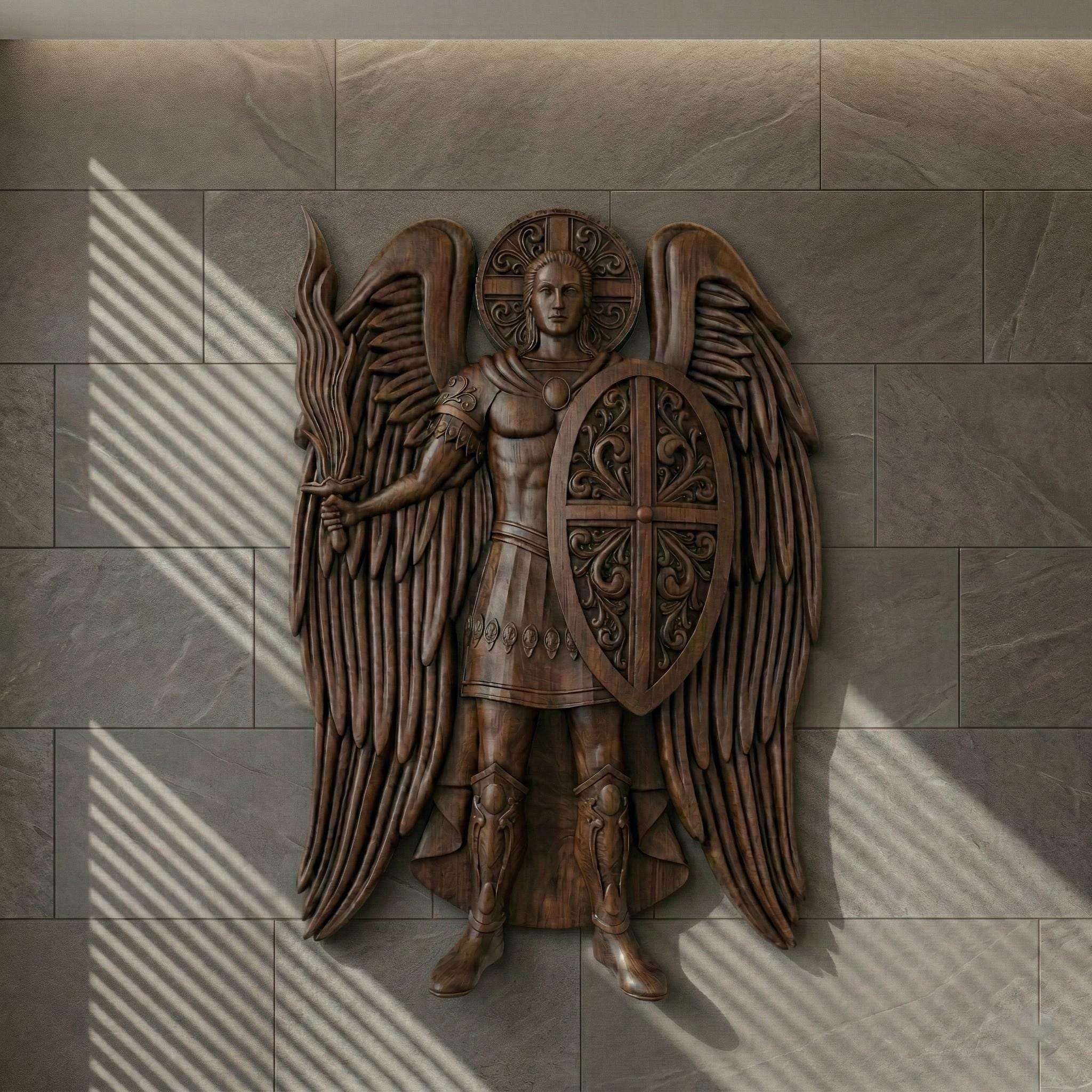 Archangel Michael Wall Panel STL File - Orthodox Relief 3D Model ...