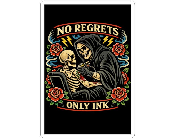 American Traditional Tattoo Sticker | Grim Reaper, Roses, Ink Culture Decal