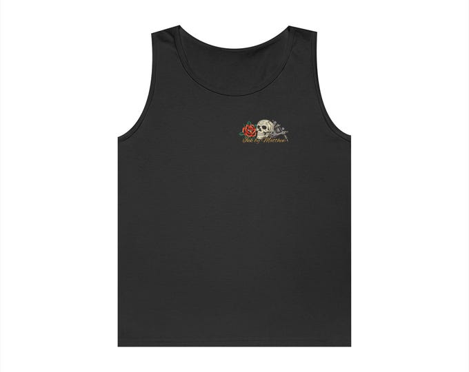Branch Manager Dog Tank Top, Skull Rose Tattoo Design