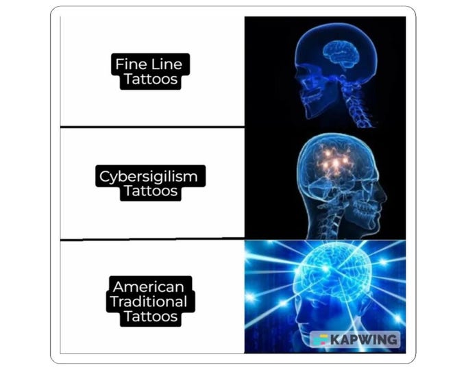 Tattoo Styles Brain Meme Sticker  Kiss-Cut Vinyl Laptop Decal