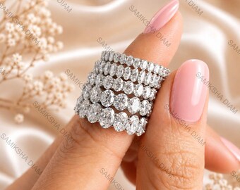 Oval Cut Moissanite Full Eternity Band In Various Size,10k White Gold Moissanite Wedding Band ,Oval Women's Band For Anniversary Gift