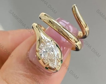 1,50 CT peergeslepen Moissaniet-diamanten slangenring, spiraal damesring, ringinstelling verlovingsring, 925 zilveren ring, dierensieraden