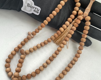 Wood Tasbih, Prayer Beads, Natural Sandal Wood 99 Misbaha