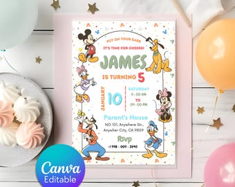 Mickey Mouse Birthday Invitation, Red Black Theme, Editable Kids Invite (Digital Download)