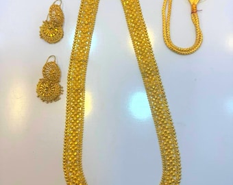 Długi zestaw Mala | Tradycyjny filigranowy wzór | Elegancka biżuteria ślubna i imprezowa