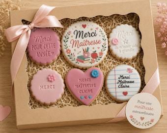 Lot de 6 biscuits cadeaux fin d'année scolaire