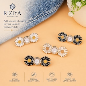 4 Stück einstellbare abnehmbare Jeans Knopf Pins - Blumen Taille Spanner Clips