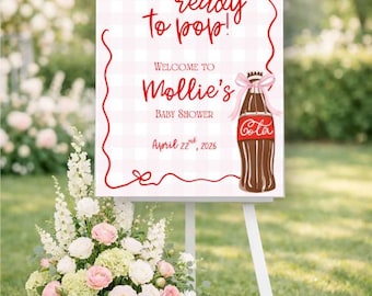She's Ready to Pop Welcome Sign | Baby Shower WelcomeSign | Pink
