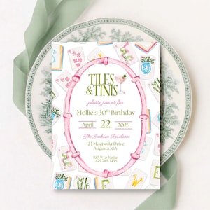 Tiles & Tinis | Mahjong Party | Birthday Invitation