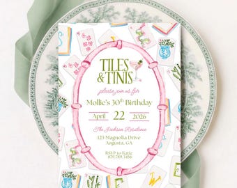 Tiles & Tinis | Mahjong Party | Birthday Invitation