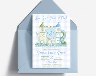 Run, Jump, Climb, & Play Birthday I Playground Birthday Invitation | Blue