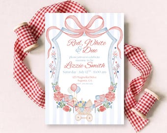 Red, White, & Due | July Baby Shower | Baby Shower Invitation